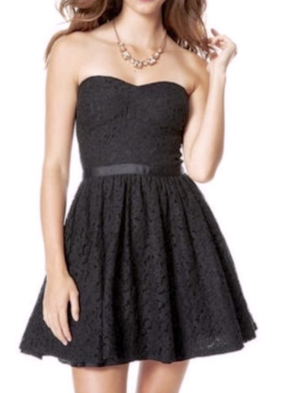 dELiA*s VINTAGE Black Lace Strapless Lace Party Dress